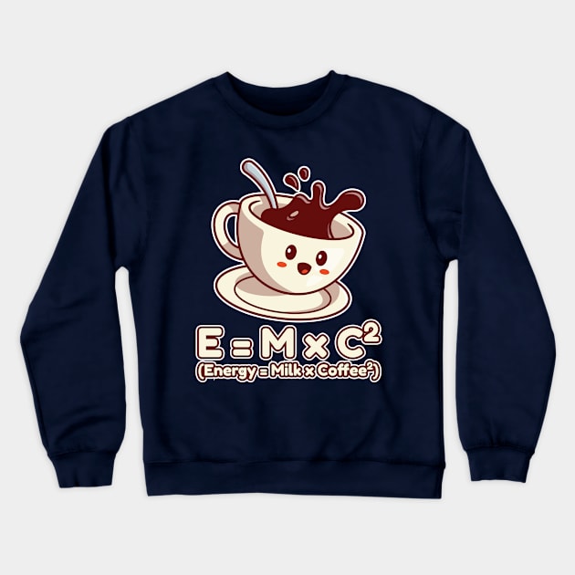 Funny Science E=MC2 Coffee Energy Milk Coffee Formula Physics Crewneck Sweatshirt by Seaside Designs